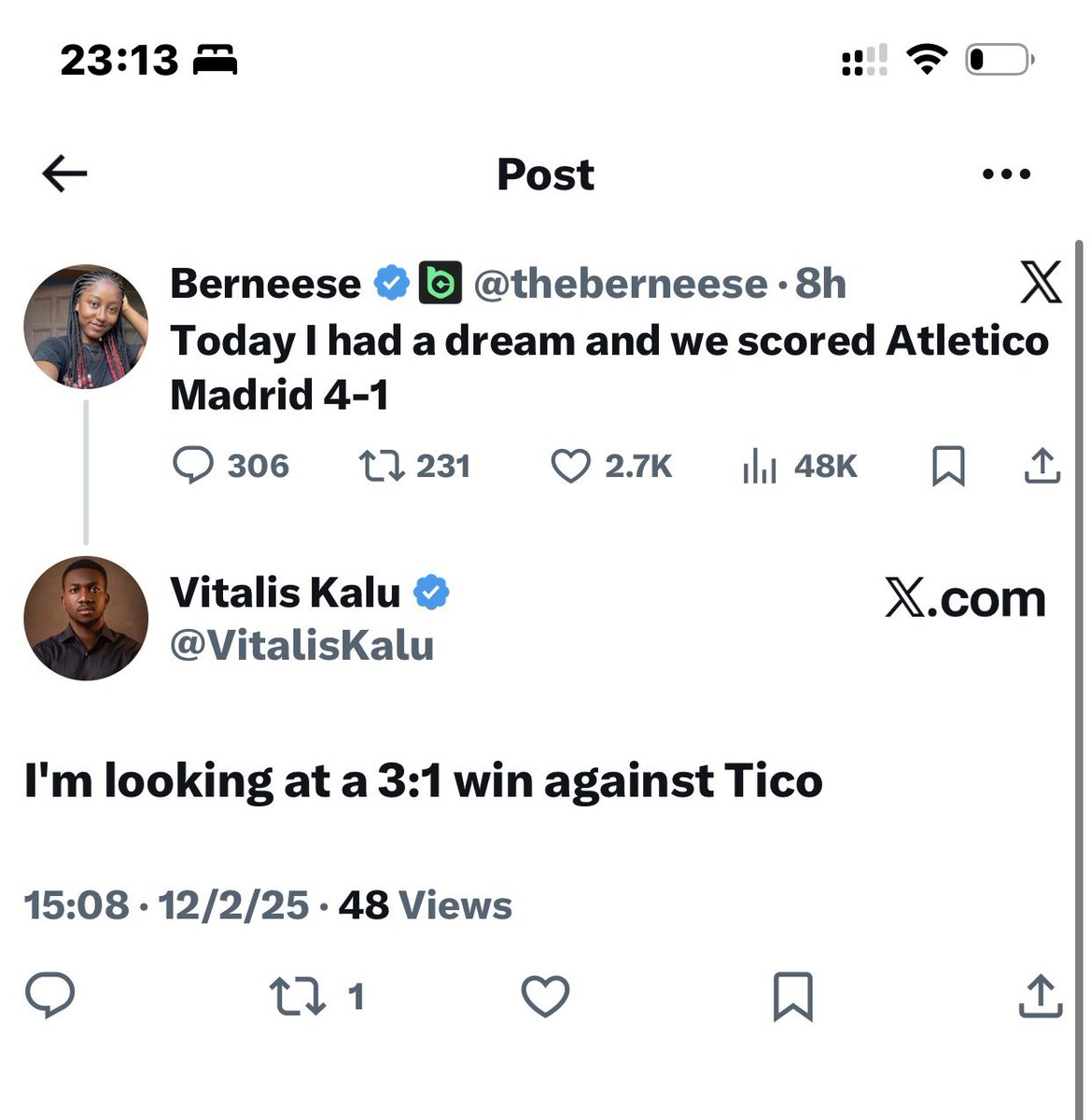 VitalisKalu's tweet image. I predicted correctly!!! @theberneese