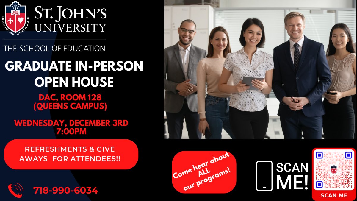 End the year STRONG! We welcome you to our Graduate Open House, TOMORROW (12/3) at 7:00 PM. <a href="/StJohnsU/">St. John's University</a>
REGISTER NOW
👇👇👇👇👇
conta.cc/3XwkW54
#SJUSOE 
#SJUElevates
#OpenHouse