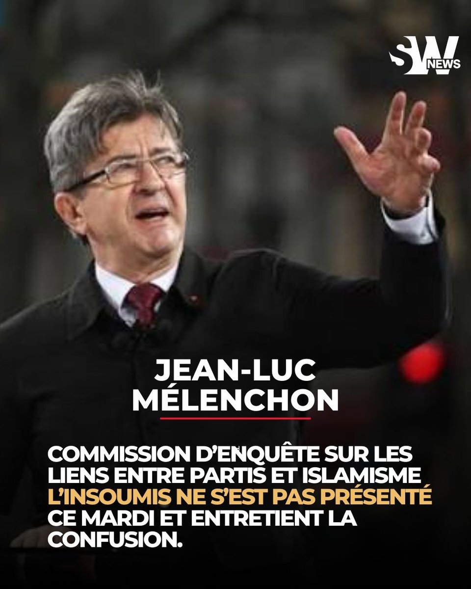 🔴🇫🇷 | Commission d’enquête sur les liens entre partis et islamisme : Jean-Luc Mélenchon ne s’est présenté ce mardi après midi et entretient la confusion. Entre contradictions et excuses de dernière minute, le fondateur de LFI devrait être auditionné ce samedi. 

L’ancien député