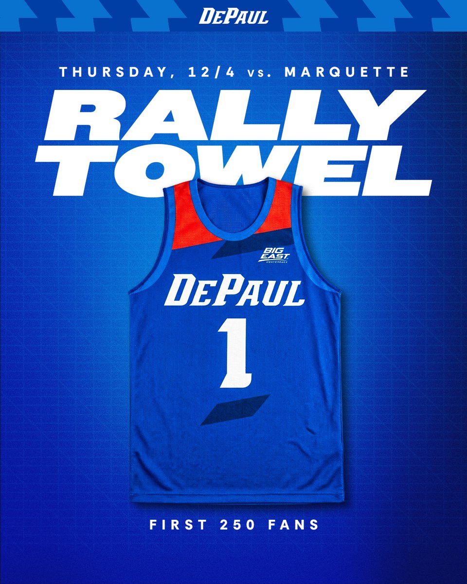 Get set, Blue Demons. Rally towels will be waiting at the doors Thursday night! 👋🔵

🎟️ » ow.ly/ZGfK50XAZFZ