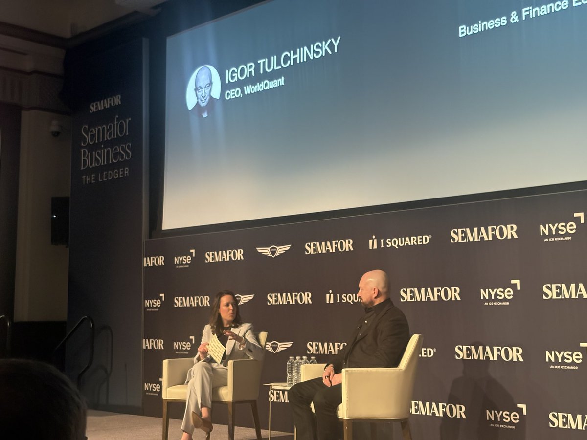 Enjoying <a href="/semafor/">Semafor</a> event but Igor Tulchinsky is making <a href="/lizrhoffman/">Liz Hoffman</a> earn her salary.  Enjoyably dry. Thanks <a href="/NYSE/">NYSE 🏛</a> for hosting