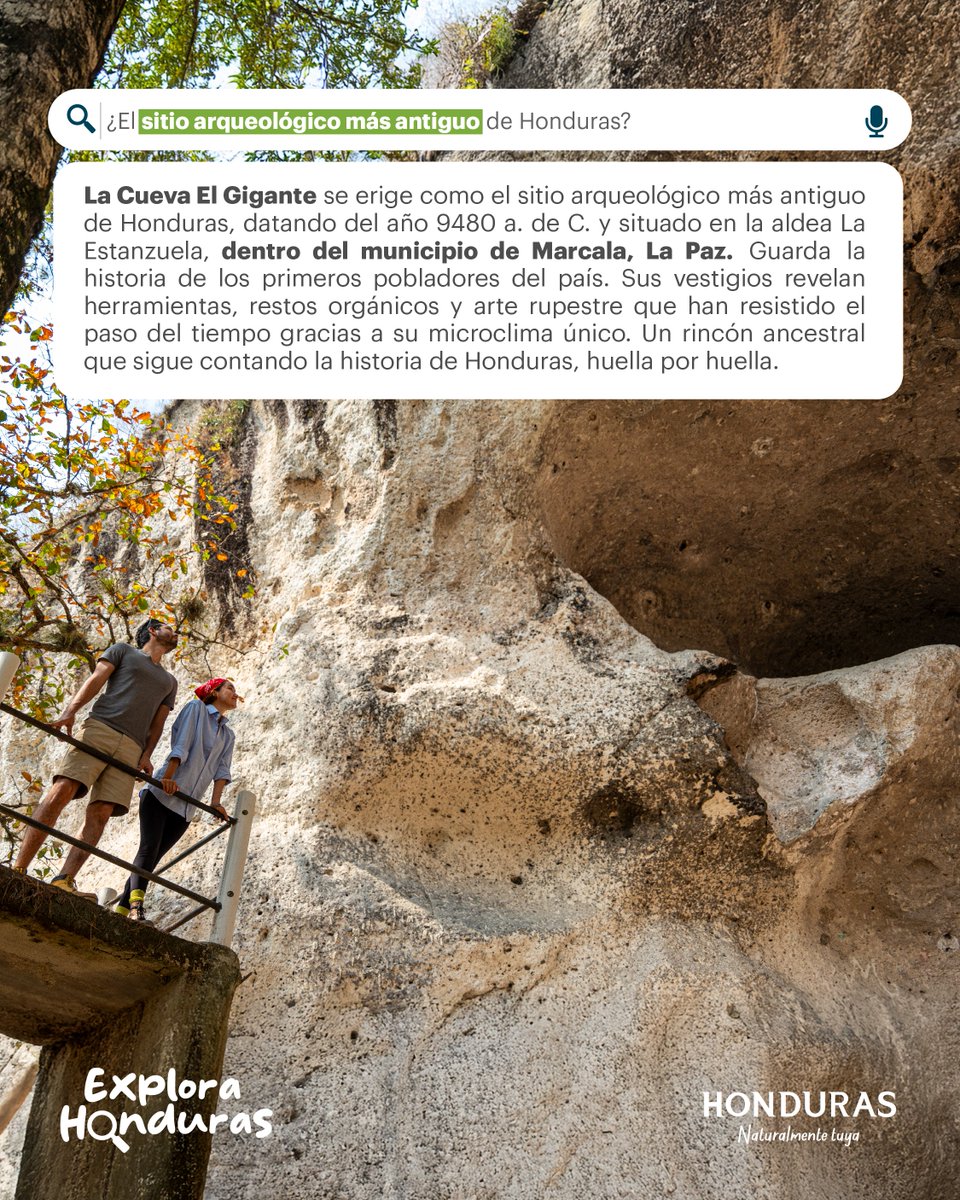 visithonduras's tweet photo. En esta semana de #ExploraHonduras, nos adentramos en Marcala, La Paz, para descubrir uno de los tesoros más antiguos del país: la Cueva El Gigante. Este sitio arqueológico, con más de 11 mil años de historia, conserva herramientas y arte rupestre.
#CuevaElGigante #Marcala https://t.co/nKAY4r6IY2