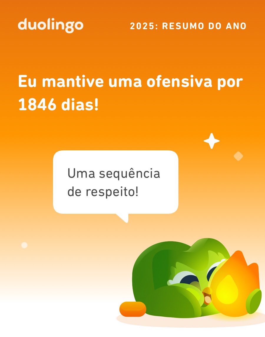 Veja quanto eu aprendi no Duolingo em 2025! E você, quanto aprendeu? #Duolingo365