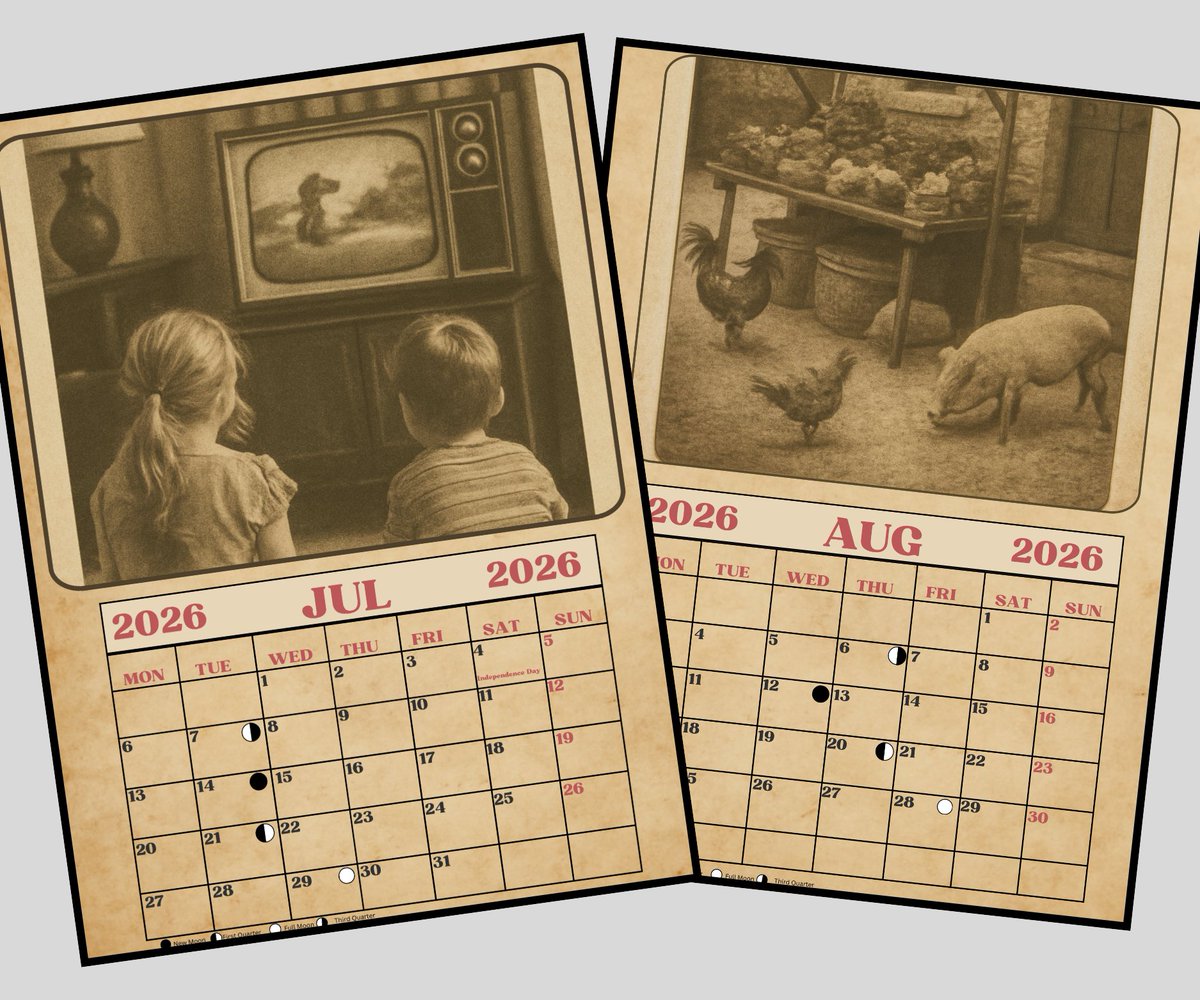 kattwinson's tweet photo. Organize 2026 the aesthetic way. 📅✨
Vintage Calendar now live → [https://t.co/Y36ZRqdx2l] https://t.co/0xq7oDRK7o