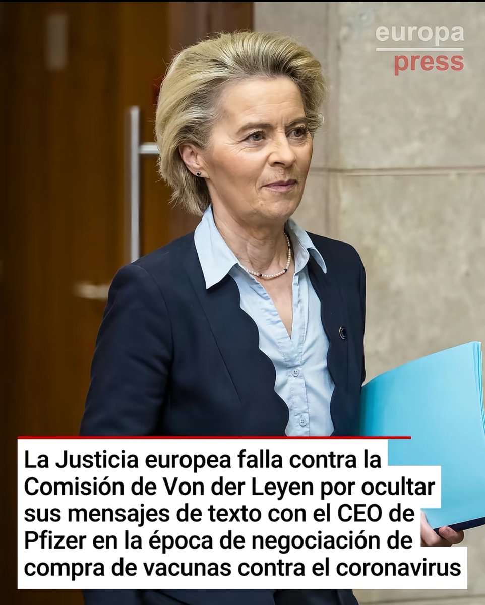Von der Leyen está siendo expuesta. La públicación de los textos de Pfizer debe ser expuestos.
Está casada con el médico alemán Heiko von der Leyen, que es el Director de Orgenesis, PROPIEDAD de PFIZER... 
LA CORRUPCIÓN EN SU MÁXIMA EXPRESIÓN.

🔥🔥🔥🔥☄️