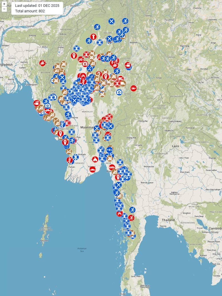 GeoConfirmed's tweet image. GeoConfirmed MMR.

800+ @GeoConfirmed locations on the MyanMar Conflict map.

Myanmar: A Forgotten Conflict

Myanmar has been engulfed in a brutal civil war since the military seized power in a February 2021 coup, overthrowing the elected National Unity Government and arresting…