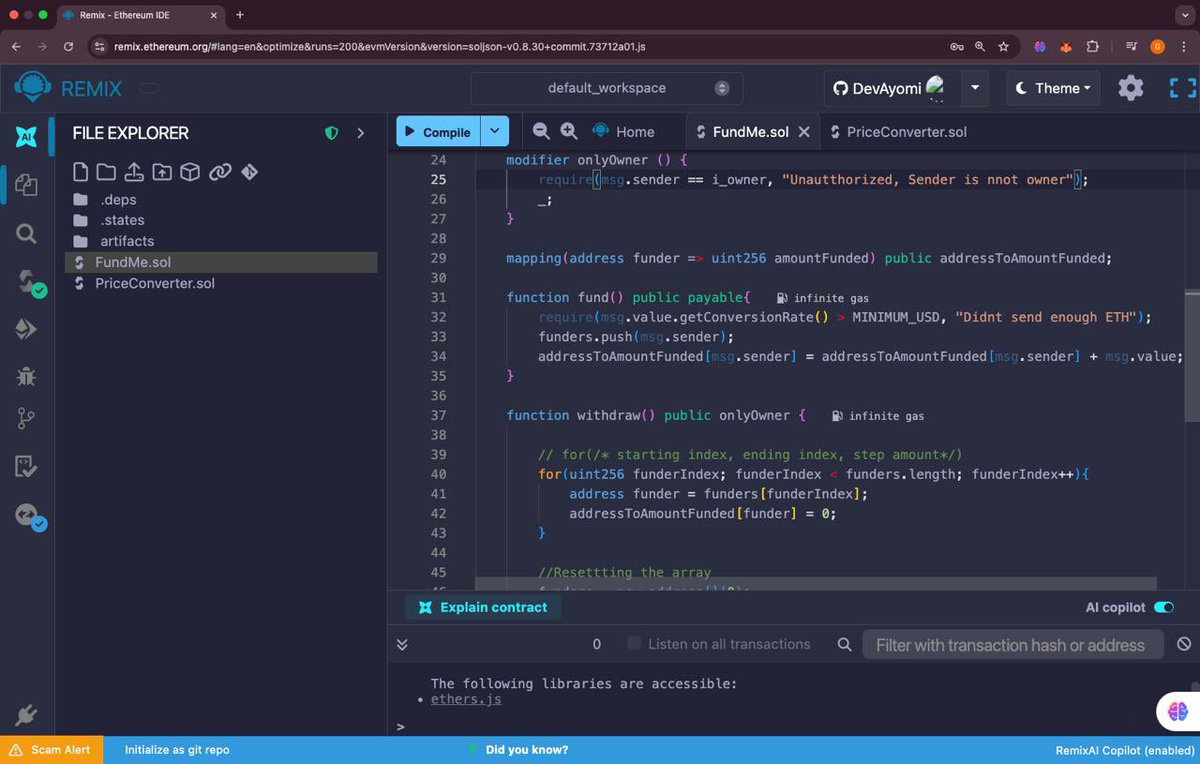 0xdevayo's tweet image. Day 10 of learning blockchain development(Solidity)

I almost missed day 10 because I was emotionally down but I had to push myself 💪

Today I learnt about

    ✅ Constructors and Modifiers

    ✅ Contants and Immutability and how  
           It helps in gas optimizations…
