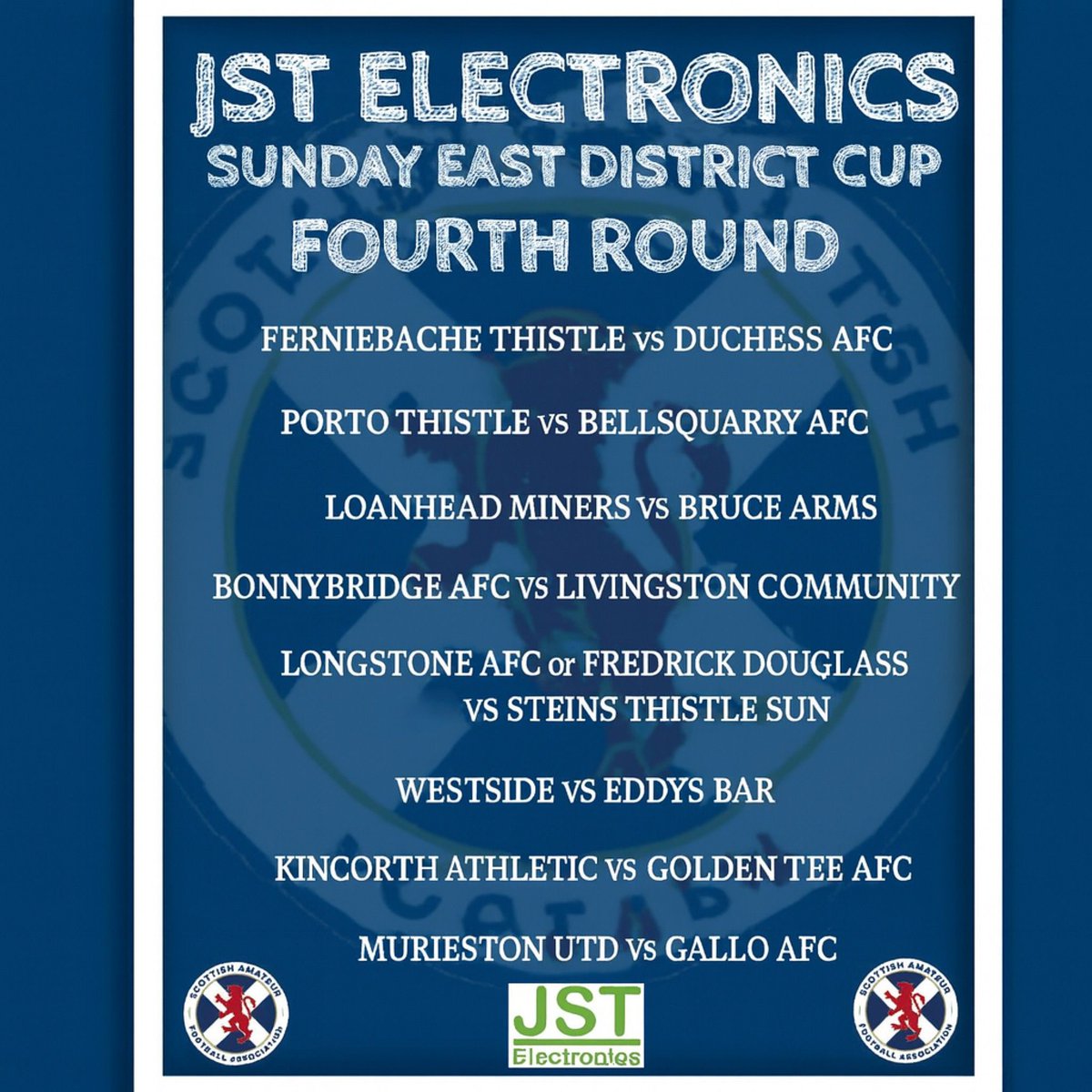 JST Electronics Ltd East District Cup draw - ties to be played on 15th February 2026