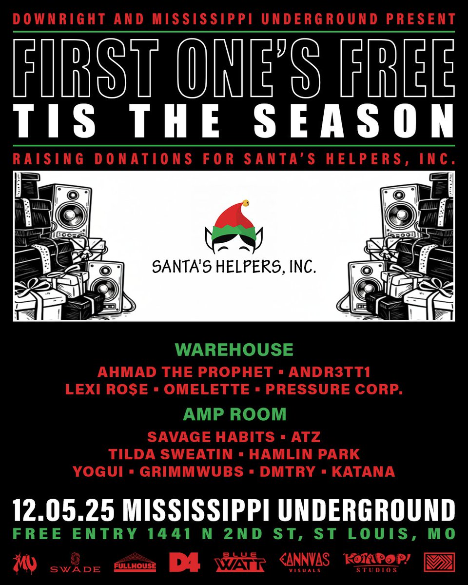 Show Announcement: I'm playing a Hamlin Park (House / Garage) set this Friday, 12/05, at Mississippi Underground <a href="/DownRightEvents/">Downright Entertainment</a> , raising donations for Santa's Helpers Inc. 🎄⛽️🎁