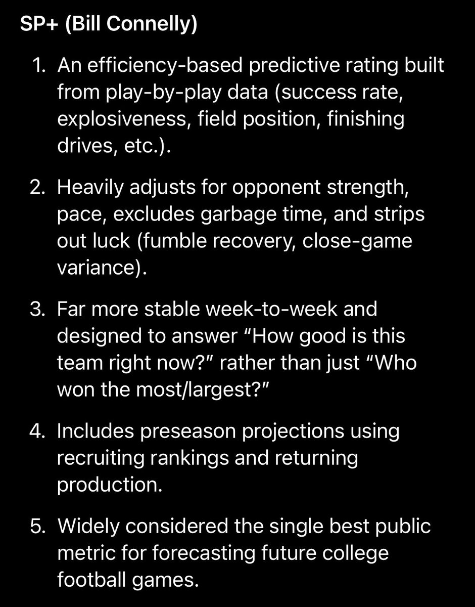 CamdenJm's tweet image. How this will work:

Im gonna do SP+ analytics and SRS analytics. Two metrics I trust. First stat will be SP+ and second will be SRS.

Both explained: