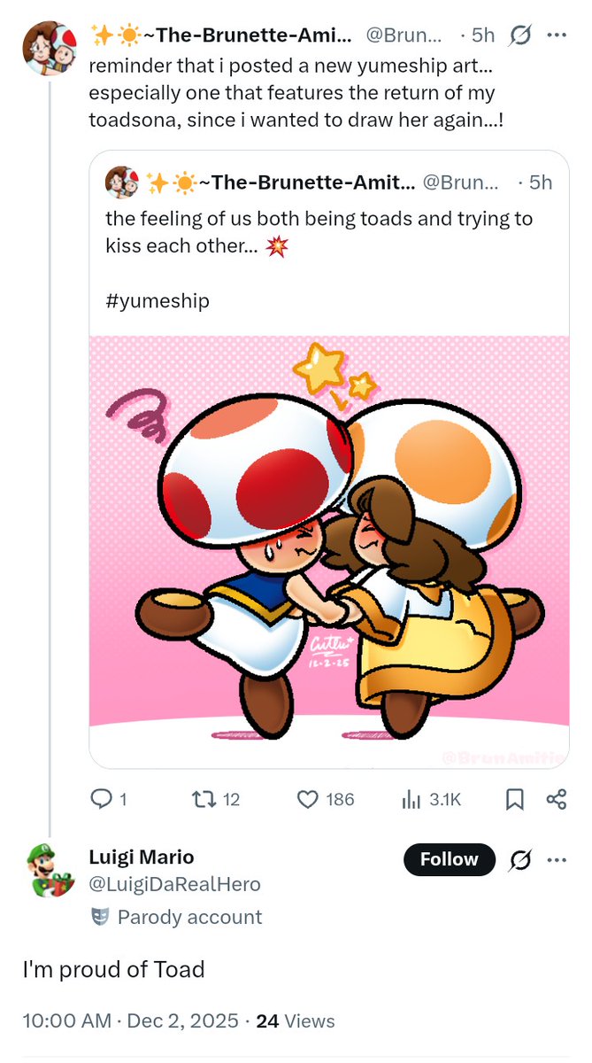 BrunAmitie's tweet image. so glad to know even luigi approves of our relationship...