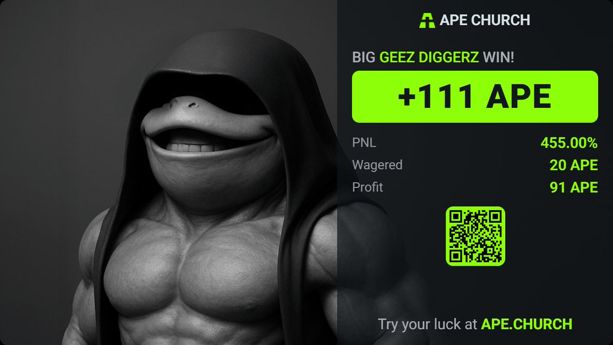 Check out this big Geez Diggerz win on ape.church! Look at this PnL: