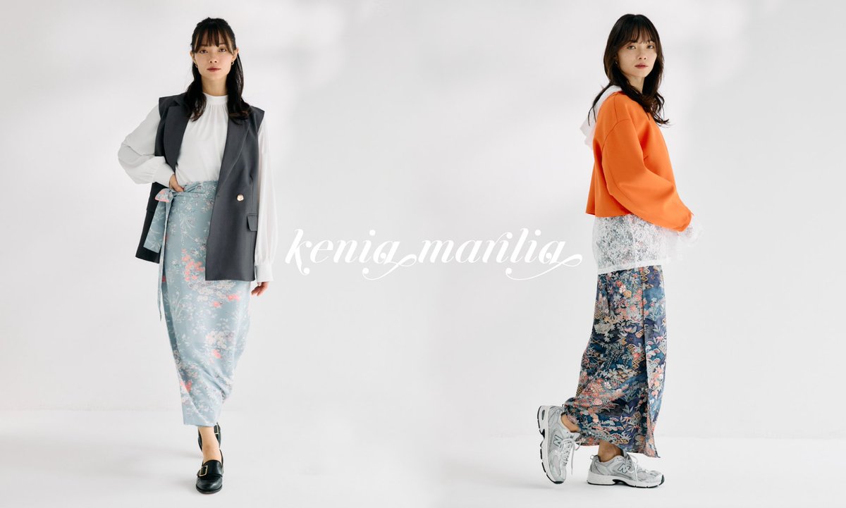 keniamarilia シュッケニ 石畳に花・古典柄総地紋 着物スカート 新しい