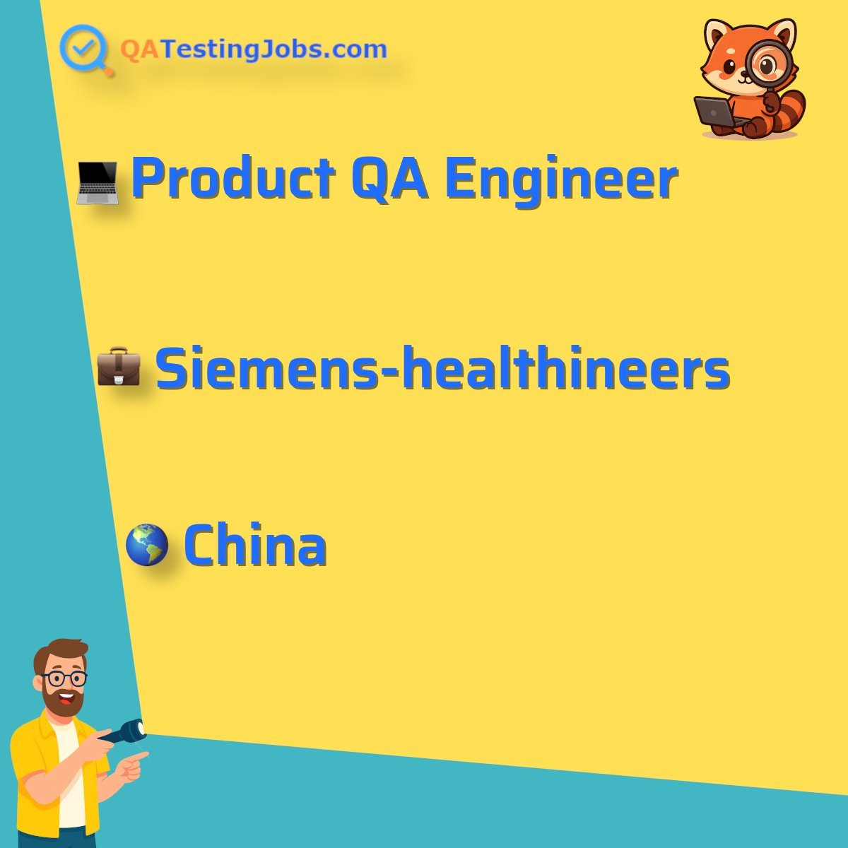 QATestingJobs's tweet image. Title: Product QA Engineer
Company: Siemens-healthineers
Country: China
City: 
Employment Type: full-time
Location: onsite
Remote/Onsite: onsite
Visa Support: true
Link: qatestingjobs.com/jobs/74592-pro…
#8drecords #agilemethodologies #coaching #continuousimprovement #digitalsolutions…