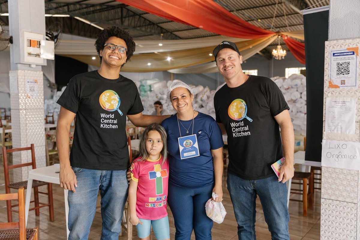 WCKitchen's tweet image. WCK teams met Daiane at the Centro de Idosos, one of the few large buildings in Rio Bonito do Iguaçu that survived the tornado. She has been working here nonstop to coordinate volunteers and donations for impacted residents. Our #ChefsForBrazil teams provided hot meals that…