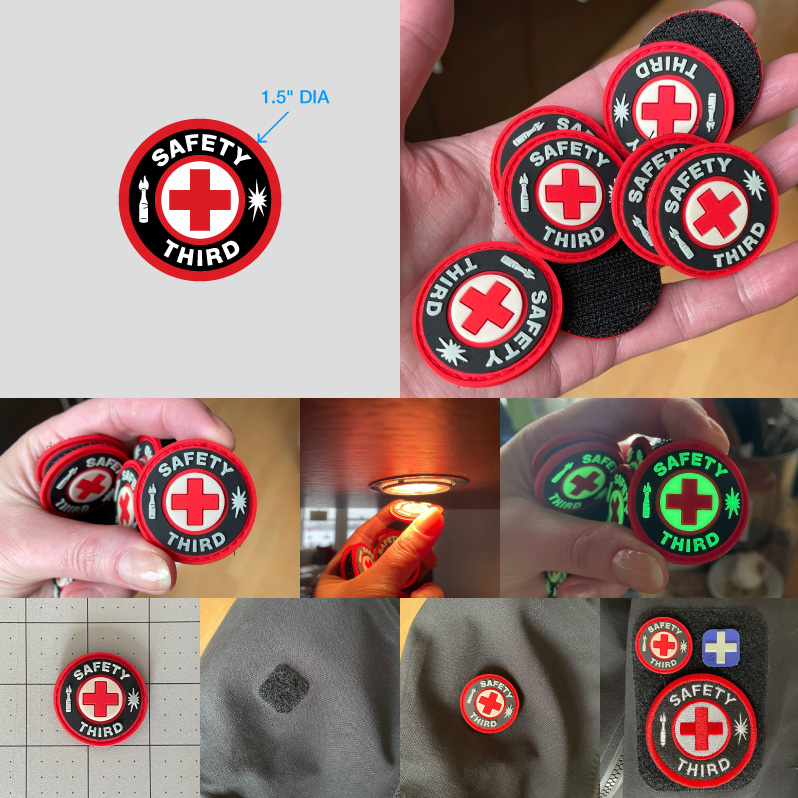 Stickerum's tweet photo. *taps mic*

After #CyberMonday: #PatchTuesday!

—> https://t.co/Iml9jQoNZc <—

Dark times call for glowy #SafetyThird PVC patches with velcro backing. Deep discounts on batches of patches.

MOAR: https://t.co/zVVeovo3UN
#PatchAllTheThings
#EPluribusStickerum
#StickerThePlanet https://t.co/WSQycCmQdz