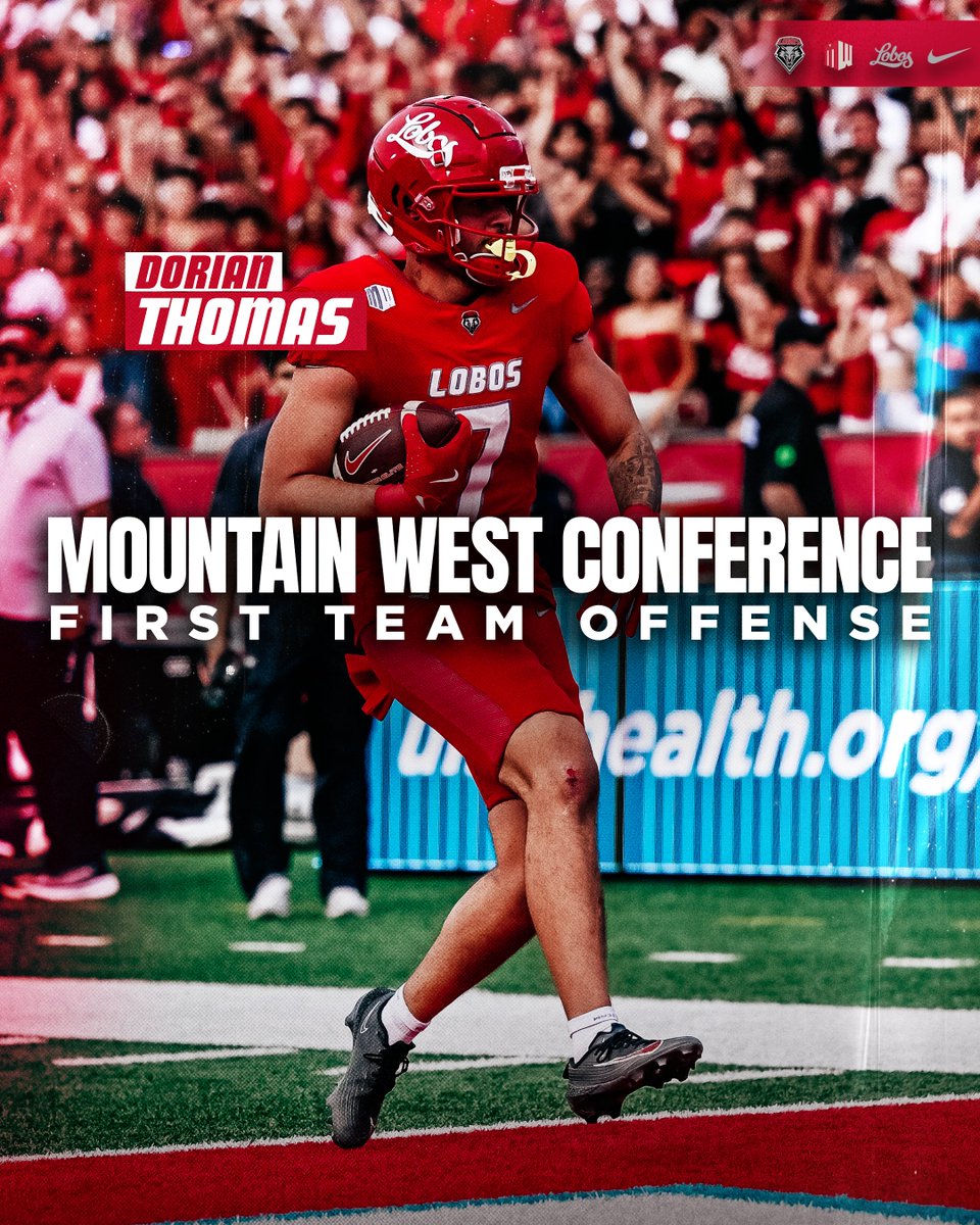 First Team Offense from <a href="/MountainWest/">Mountain West</a> for 𝙏𝙝𝙚 𝙂𝙖𝙢𝙚 𝘾𝙝𝙖𝙣𝙜𝙚𝙧 <a href="/DThomass19/">Dorian Thomas</a> 🔥

#GoLobos | 🐺⬆️
