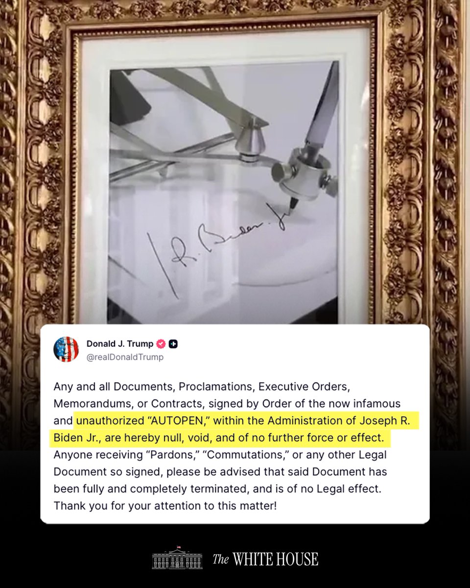 WhiteHouse's tweet image. HEREBY DECLARED NULL AND VOID. 🖊️