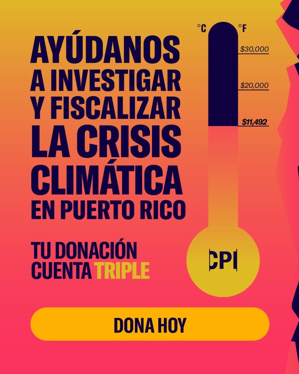 🔥 Quedan pocas horas de #GivingTuesday y hemos logrado el 38% de nuestra meta.
Ayúdanos a garantizar la cobertura permanente sobre la crisis climática en Puerto Rico.
Dona ahora y tu aportación contará TRIPLE. 
🎯 periodismoinvestigativo.com/donaciones/