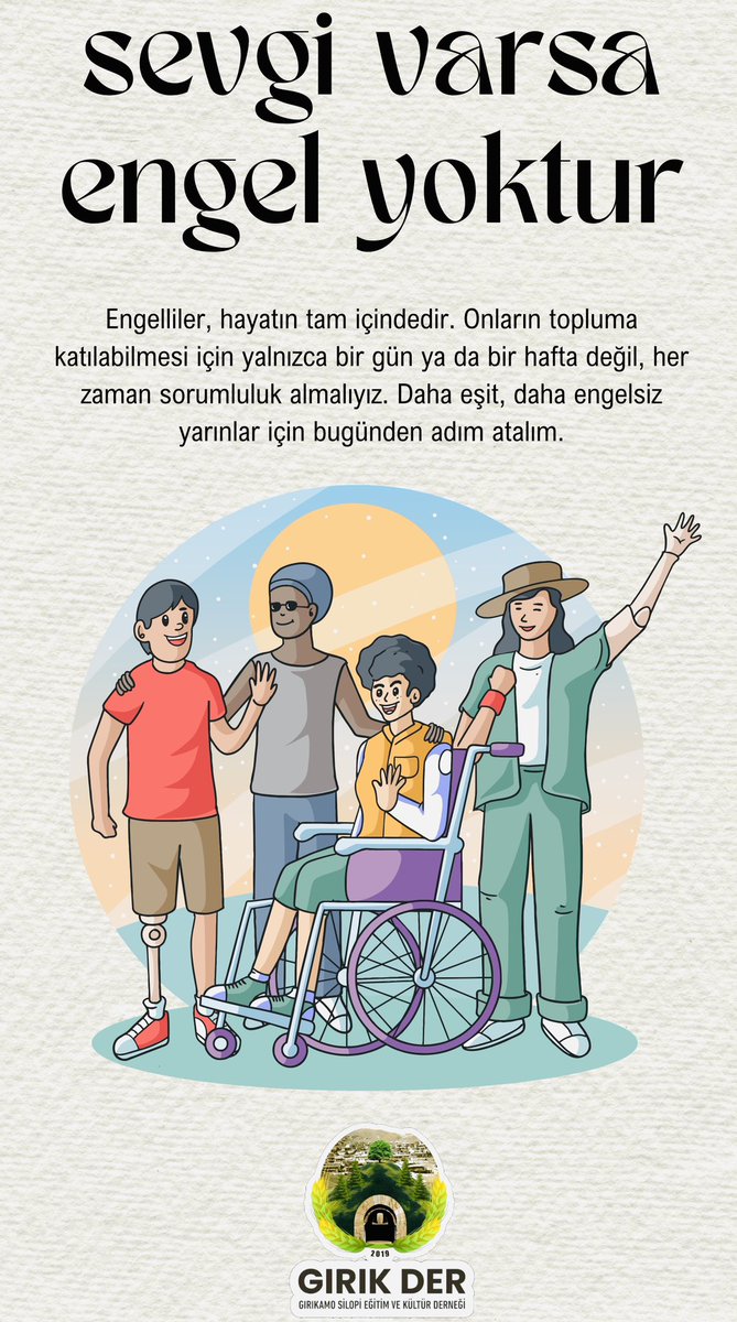 3 Aralık Dünya Engelliler Günü Kutlu Olsun. 

#3aralık 
#3AralıkDuenyaEngellilerGuenue 
#engelilergünü
#engelsizyaşam