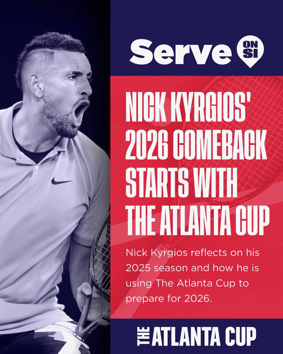 TheAtlantaCup's tweet photo. The headlines keep finding us.
Nick Kyrgios’ 2026 return?
Yeah… it starts with The Atlanta Cup! 

Game. Set. Atlanta Cup. 🏆🎾

Read @ServeOnSI’s story here: https://t.co/eMZib7cvgH https://t.co/fg4rO6dP6n