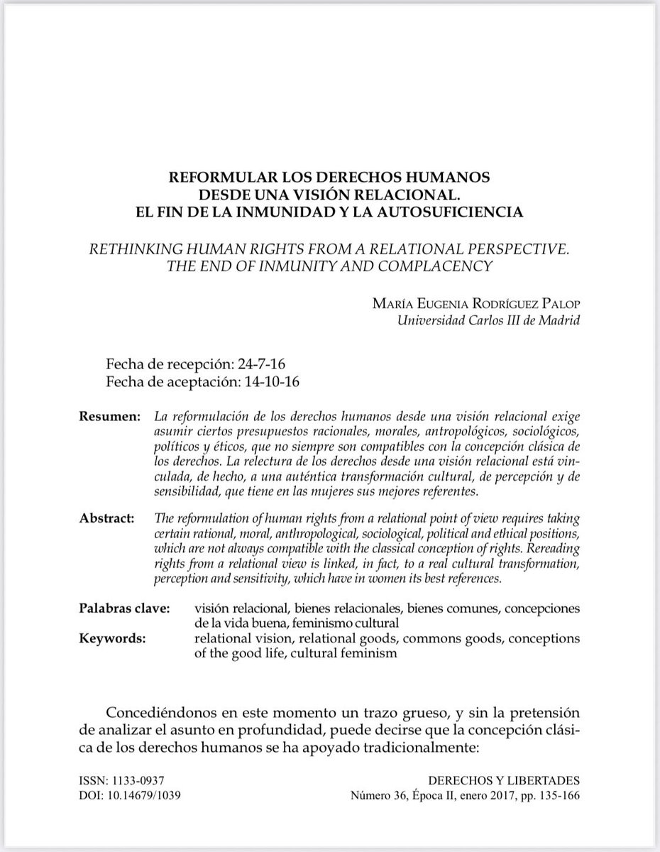 DeryLib's tweet image. 📘 #RevistaDerechosyLibertades Nº 36 (2017) @idhbc_uc3m @uc3m @dykinsonlibros

📣 Hoy en la sección #Artículos ✍🏼 “Reformular los derechos humanos desde una visión relacional” de @MEugeniaRPalop

⬇️ ¡Léelo aquí! ⬇️ #OpenAccess
🔗 hdl.handle.net/10016/26205