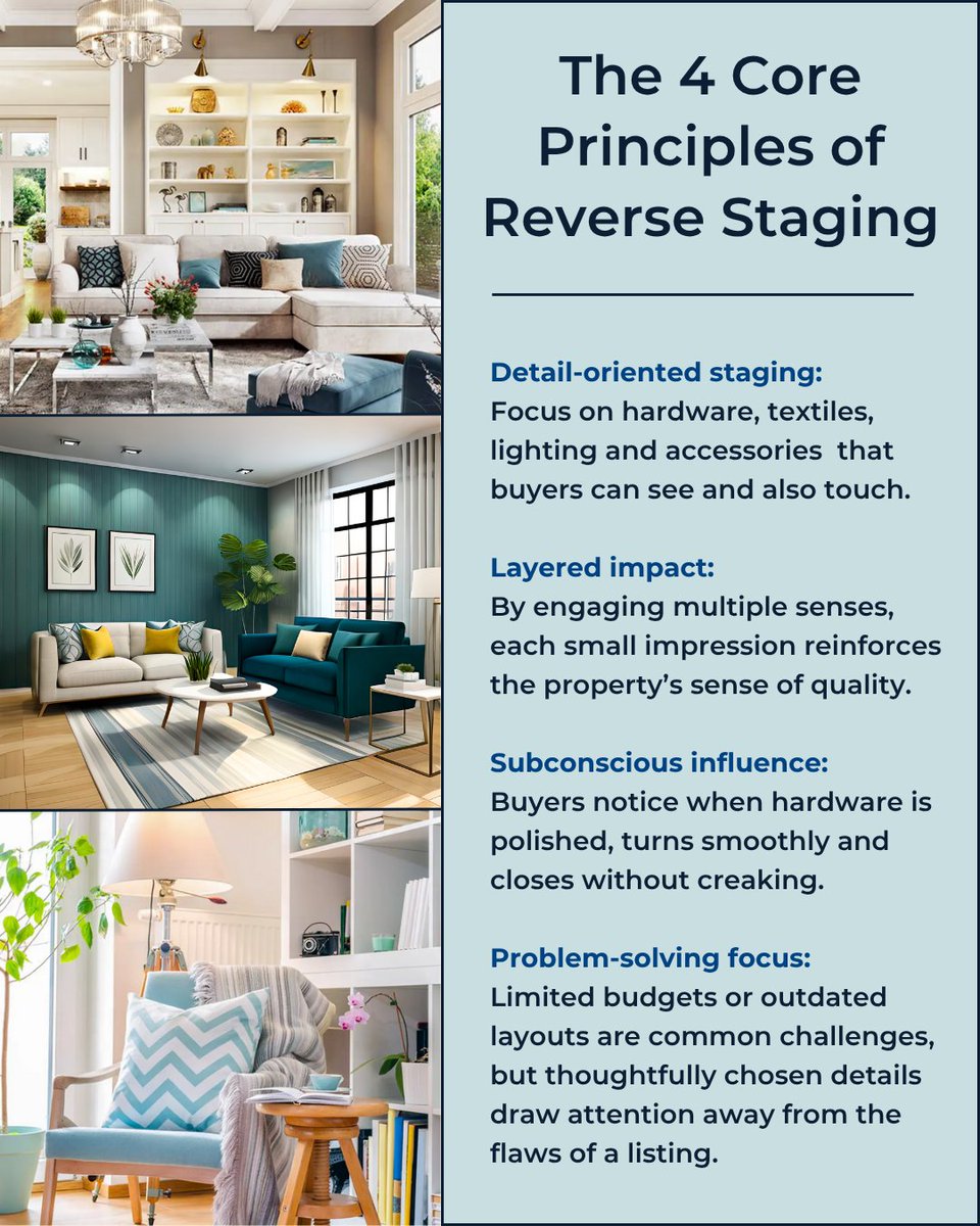 realtormag's tweet image. Reverse staging focuses on the details buyers notice later but care about most. From polished doorknobs to cohesive hardware, small touches can make a big impact on perceived quality and value.  bit.ly/3KlYxDU
