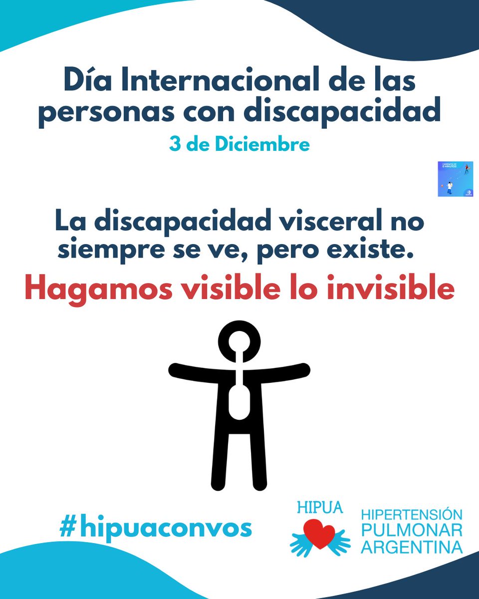 HIPUA's tweet image. Muchos pacientes con #HP están atravesados por un tipo de discapacidad invisible: la #discapacidadvisceral.
No siempre se nota, pero impacta cada aspecto de la vida. Reconocerla es el primer paso para garantizar comprensión, apoyo y derechos.
#VisibleLoInvisible #Hipuaconvos