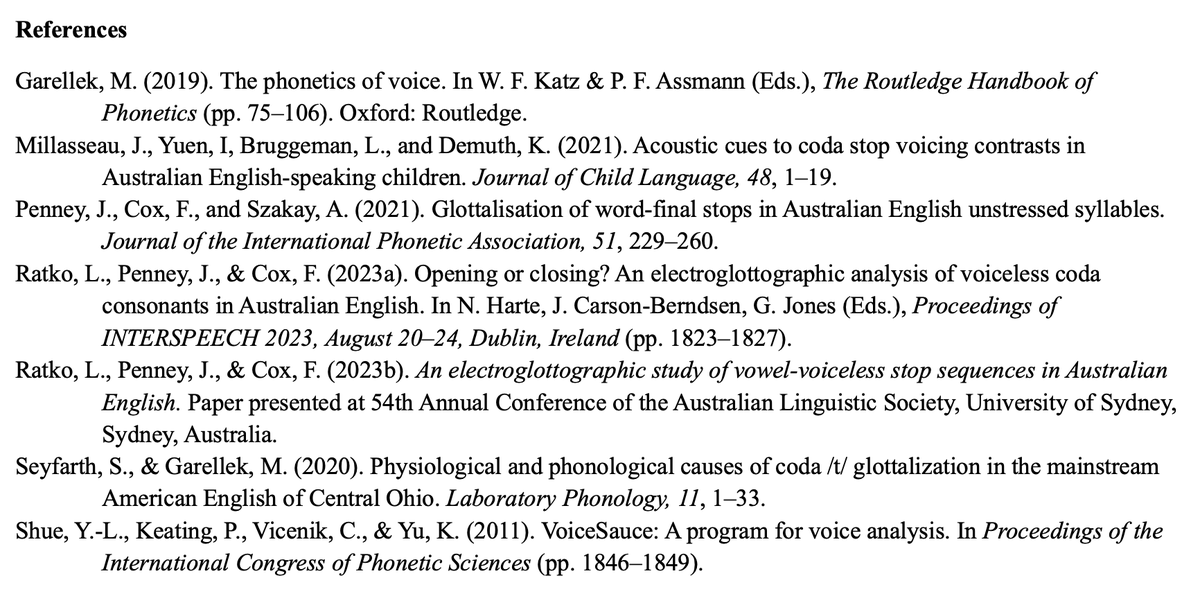 “Achieving voicelessness: effects of coda identity on voice quality in preceding vowels” by Joshua Penney and Felicity Cox at the annual conference of the Australian Linguistic Society, Griffith University, Dec. 2–5, 2025 als.asn.au/Conference/202…