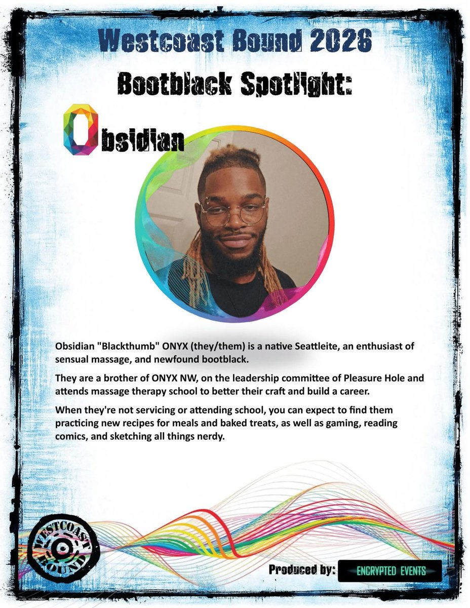 We are excited to feature bootblack Obsidian, joining the team from Seattle, they are making their debut at Westcoast Bound, come by and say "Hi".  #wcbound #kinkeducation #encryptedevents