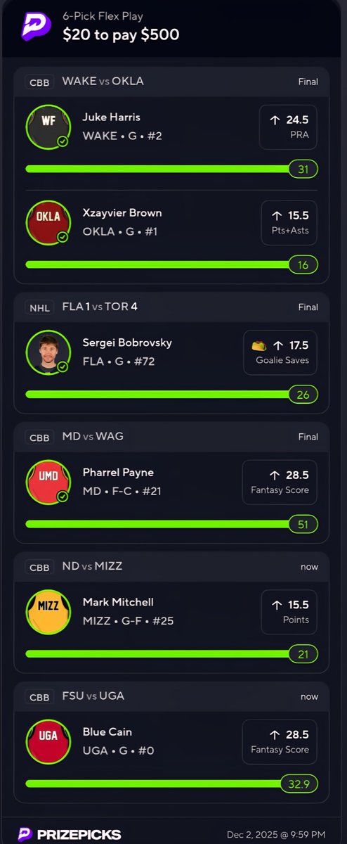 Good shit guys!
<a href="/BalesSJustin/">Justin Bales</a> 
<a href="/loganissues/">Logan</a> 
<a href="/Jacesprizepicks/">Jace👨‍🍳</a> 
I just swapped McCray with the taco!