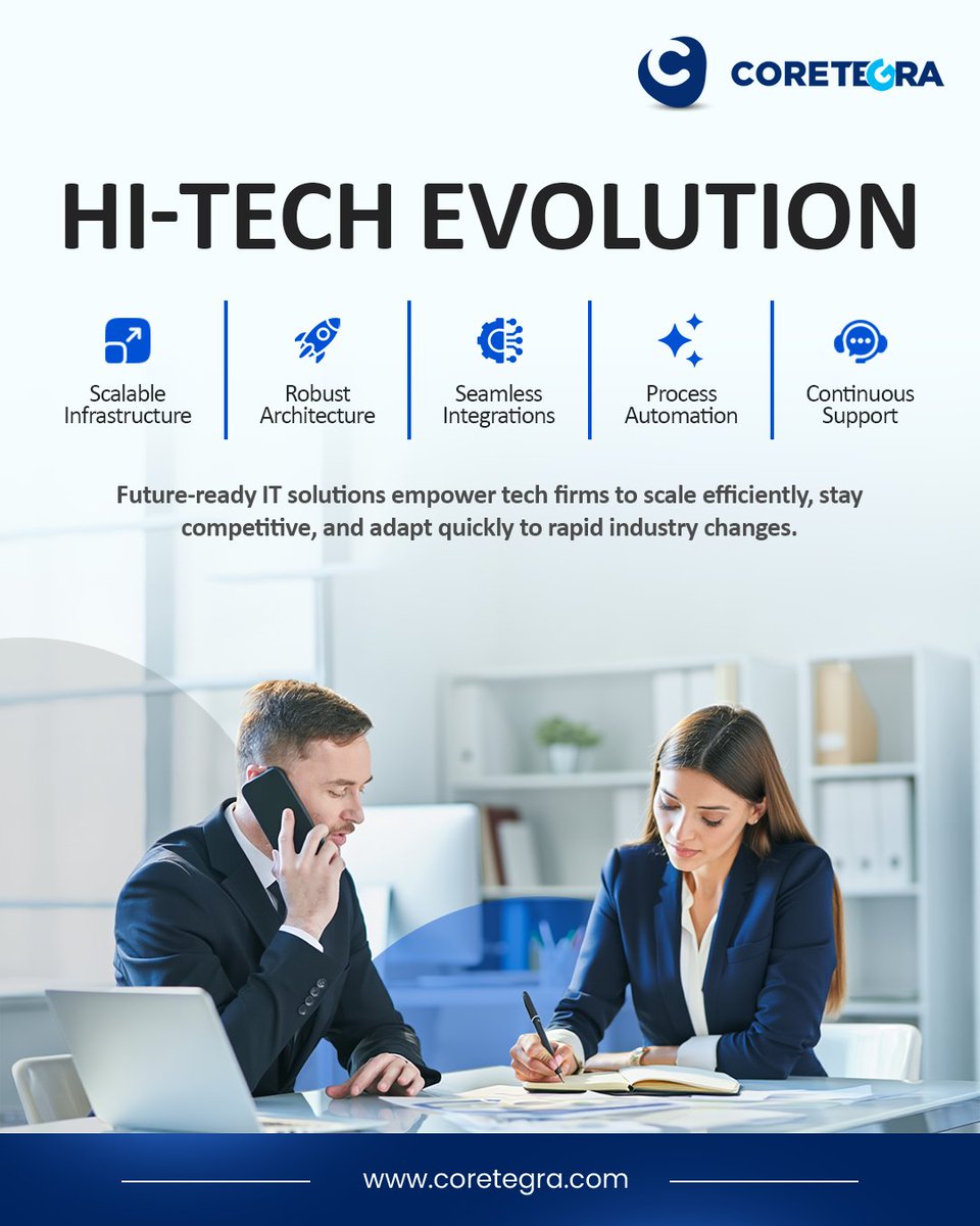 Coretegra1's tweet image. Hi-Tech firms evolve fast. Build an IT backbone that grows with you scalable, secure, and future-ready. ⚙️🚀

#techindustry #itsolutions #softwarearchitecture #coretegratech #digitaltransformation #scalableit