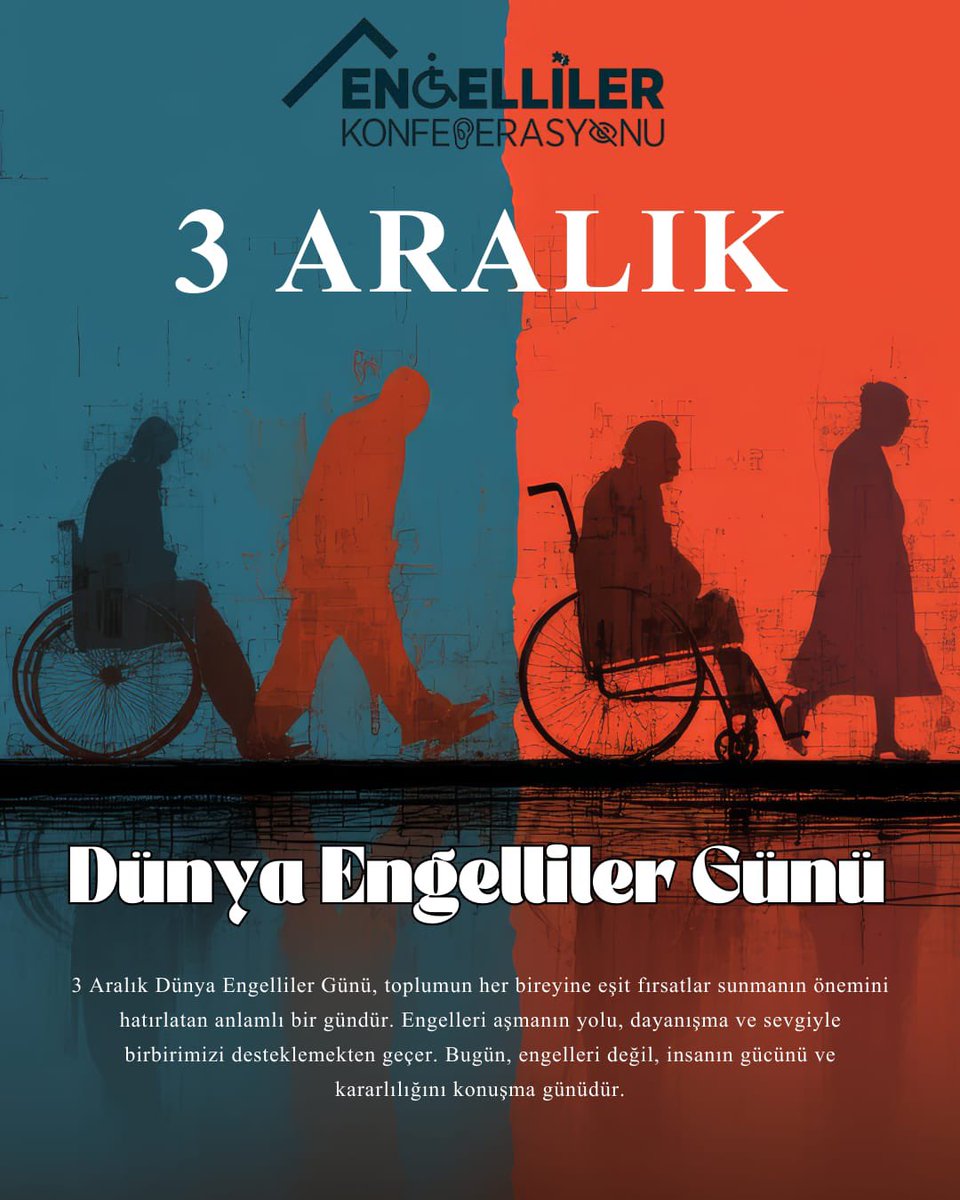 ENGELLİLER KONFEDERASYONU – 3 ARALIK BİLDİRGESİ

“Eğitimde, istihdamda, emeklilikte tavizsiz devrim istiyoruz!”

Türkiye’de 10 milyon engelli birey olarak hak mağduriyetlerine karşı sesimizi yükseltiyoruz. 3 Aralık, bir kutlama günü değil; haklarımızın eksiksiz teslimi için