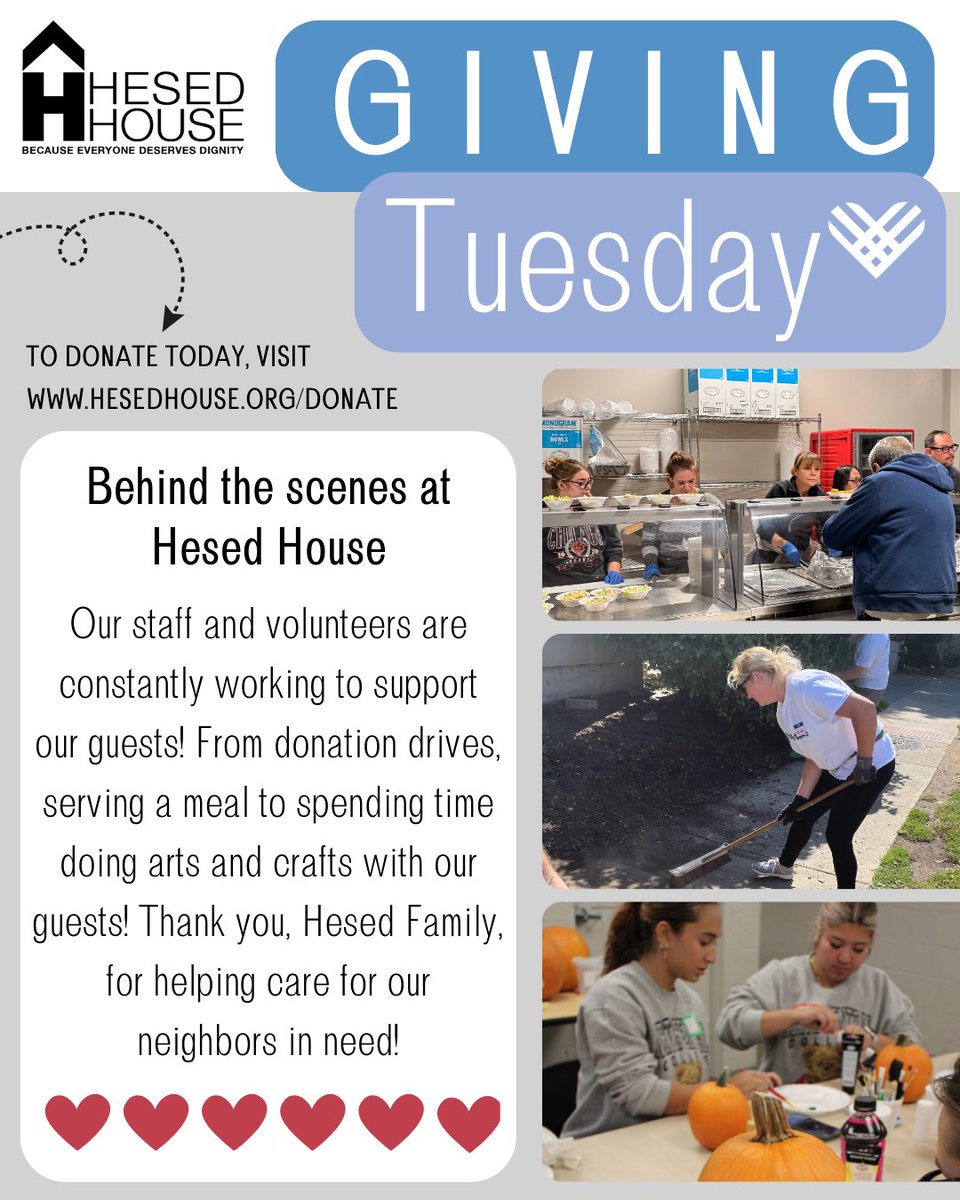 Thank you, Hesed Family, for all of the unique ways you help care for our guests! To learn more about partnering with Hesed House or to donate today in honor of #GivingTuesday, visit hesedhouse.org