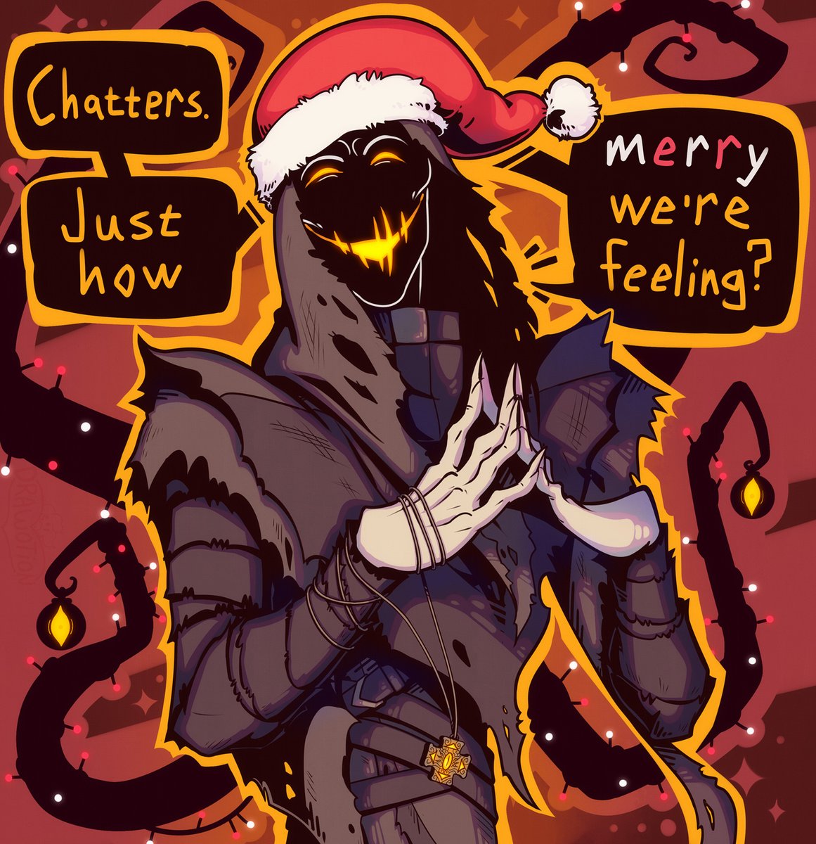 Drawotion's tweet photo. I saw Kab having a christmas hat during stream and, yupp. 
✨MERRY HOLIDAY SEASON~!✨ 

#ArtGhoullery https://t.co/QrynlhYwiu