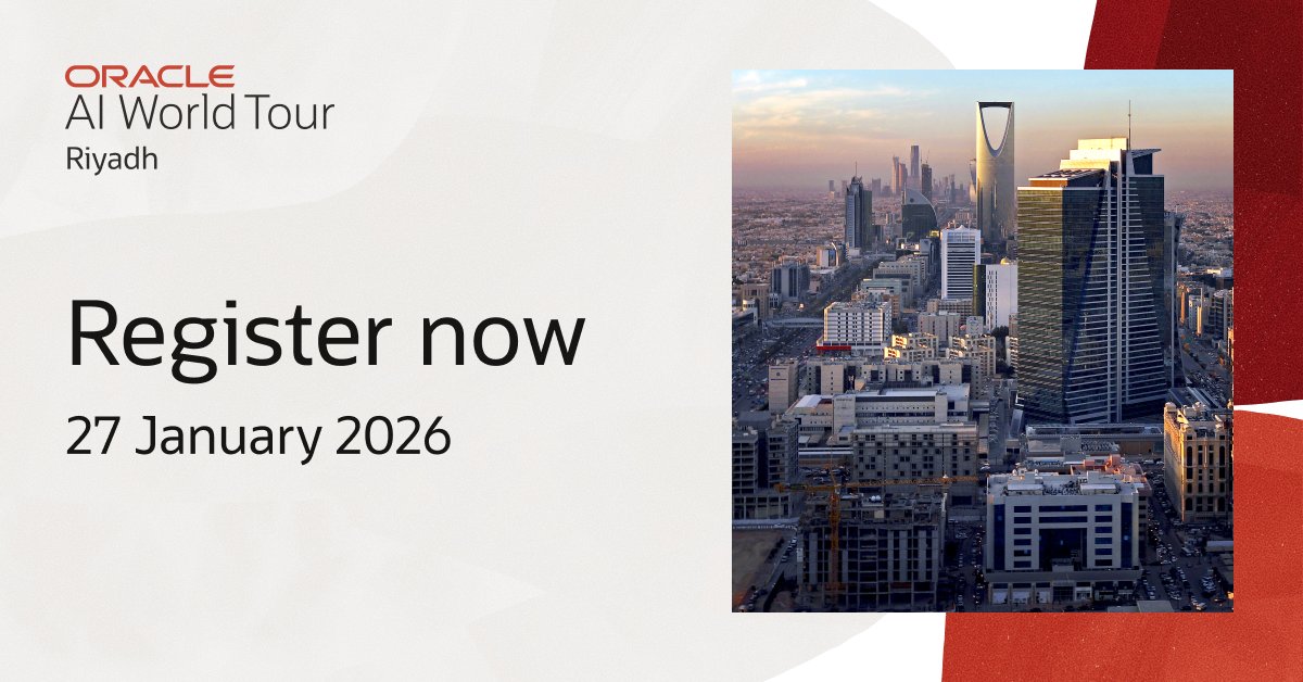 Oracle_ME's tweet image. Discover the future of AI—in Riyadh! Mark your calendar for #AIWorld Tour and be the first to hear the latest breakthroughs in AI innovation: social.ora.cl/60117WLbv