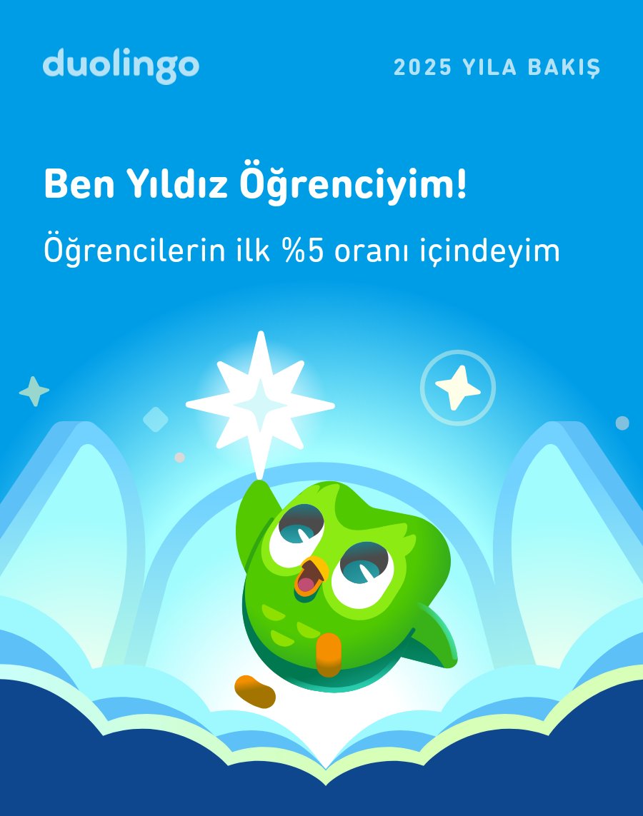 2025'te Duolingo'da ne kadar çok şey öğrendiğime bak! Sen neler yaptın? #Duolingo365