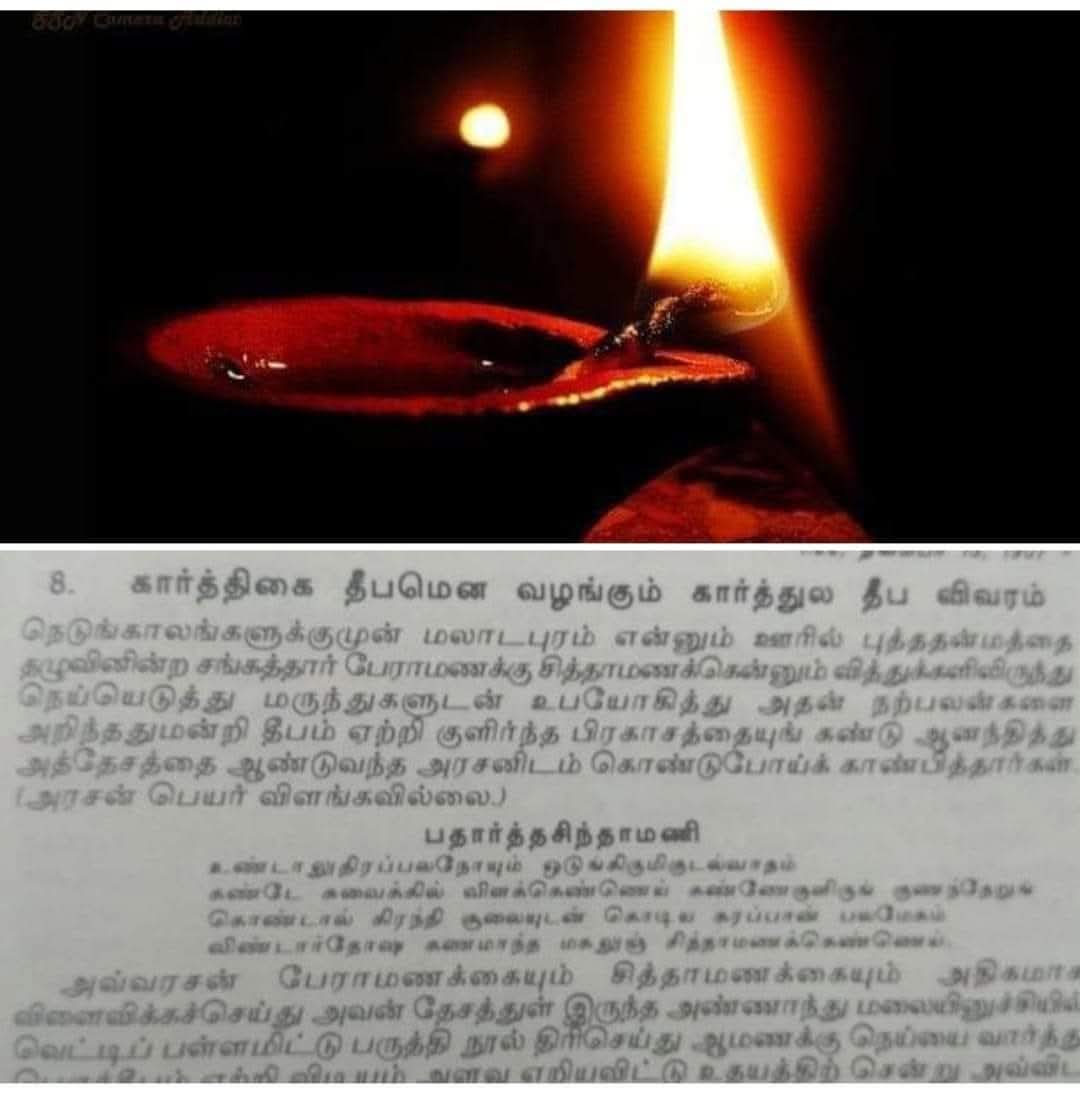 suryaxavier1's tweet image. தனியுடமையாக இருந்த நெருப்பை பொதுவுடமையாக மாற்றிய கார்த்திகை தீபம்.
வீடுகள் தோறும் விளக்கேற்றுங்கள்.

புத்தமதம் பரவியிருந்த காலத்தில் மடாலபுரம் எனும் ஊரில் புத்தமதத்தை சேர்ந்தவர்கள் பேராமணக்கு, சித்தாமணக்கு எனும் வித்துகளிலிருந்து நெய்யெடுத்து மருந்துகளுடன் உபயோகித்து அதன்…