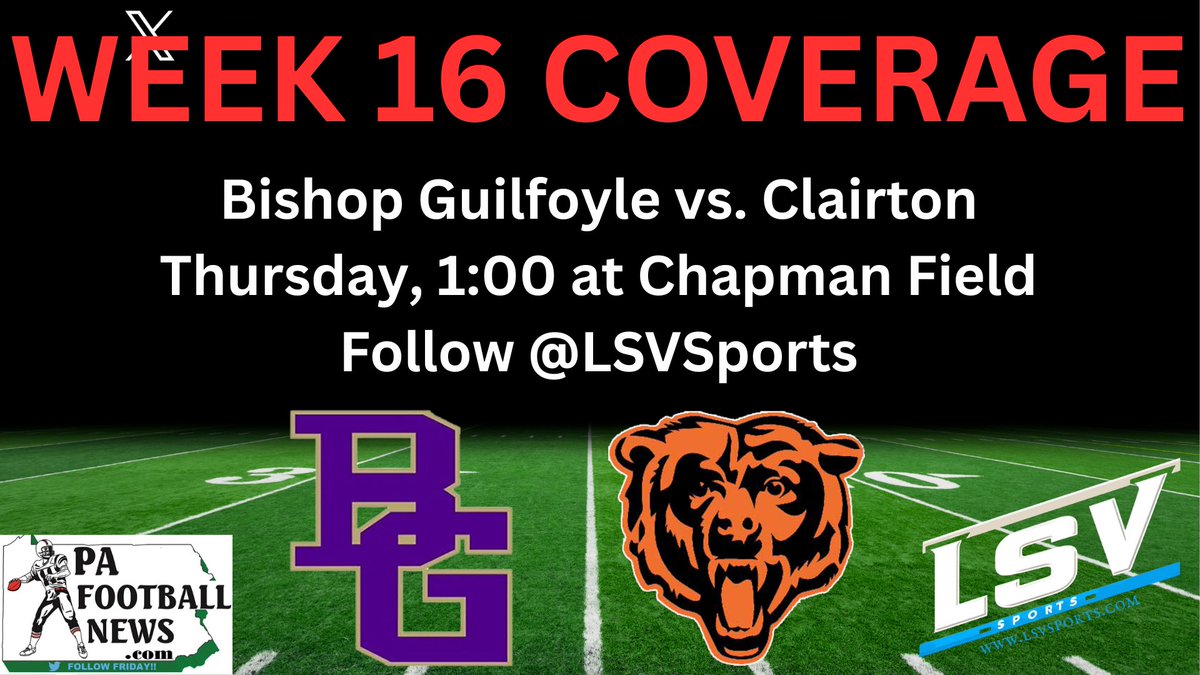 The weekend starts Thursday! It all kicks off as Clairton meets Bishop Guilfoyle!

<a href="/BGMarauderFball/">BG Marauder Football</a> <a href="/jake_kissell/">Jake Kissell</a> <a href="/Carter_boland08/">Carter Boland 4.5⭐️</a>
<a href="/KeeganHewitt_/">Keegan Hewitt</a> @tlestochi
<a href="/jmarasco22/">Jake Marasco</a> <a href="/hayden_hosgood/">Hayden Hosgood</a> <a href="/jwheels8373/">Justin Wheeler</a>
<a href="/Connorokonak25/">Connor Okonak</a> <a href="/RCacciotti37401/">Rocco Cacciotti</a> <a href="/jgeorgiana21/">Jesse Georgiana</a> 
<a href="/CCSDathletes/">Clairton Bears</a> <a href="/BrandonMurphy04/">Brandon Murphy</a>
