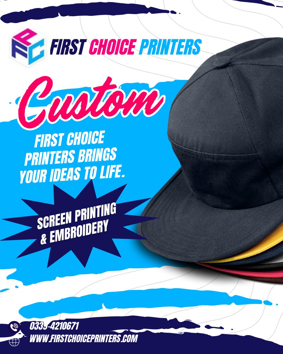 firstchoice_p's tweet image. Bring your ideas to life with First Choice Printers! 
From screen printing to embroidery, we’ve got your custom apparel covered.

📞 0333-4210671
🌐 firstchoiceprinters.com

#FirstChoicePrinters #CustomPrinting #ScreenPrinting #Embroidery