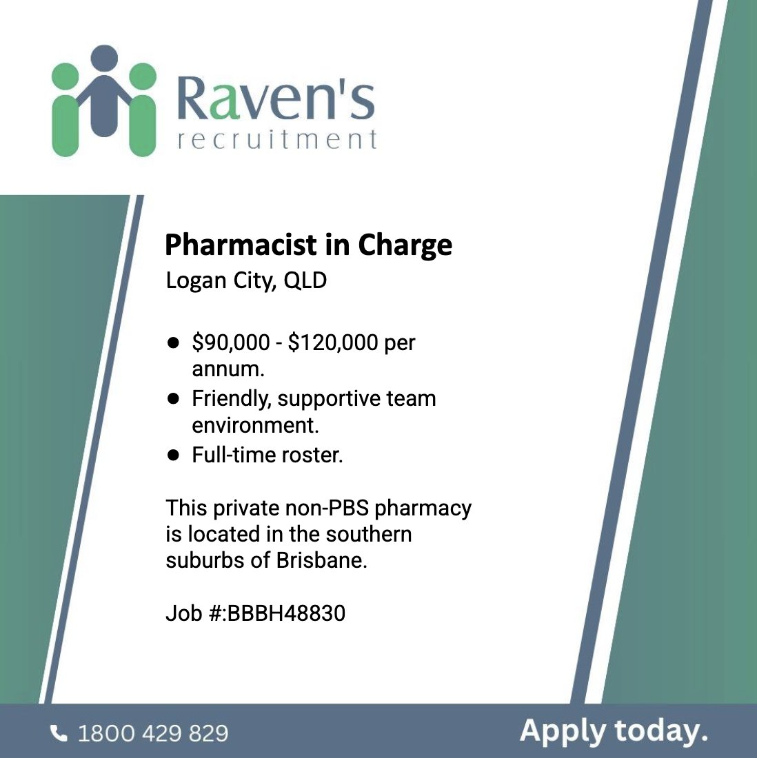 View and Apply: ravensrecruitment.com.au/job/pharmacist…
Phone: 1800 429 829 or +61 7 5509 5800
.
#communitypharmacy #pharmacy #pharmacist #recruitment #pharmacyjobs