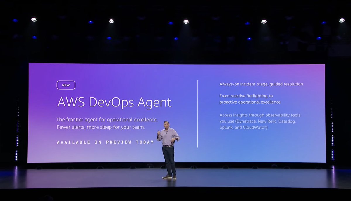 RoxsRoss's tweet image. 🔥 AWS DevOps Agent (preview) ya está acá. #AWSreInvent 
Un agente que investiga, correlaciona y sugiere acciones para acelerar incident response y mejorar confiabilidad.

aws.amazon.com/blogs/aws/aws-…

DevOps + AI = incident response más rápido, inteligente y con fuego 🔥