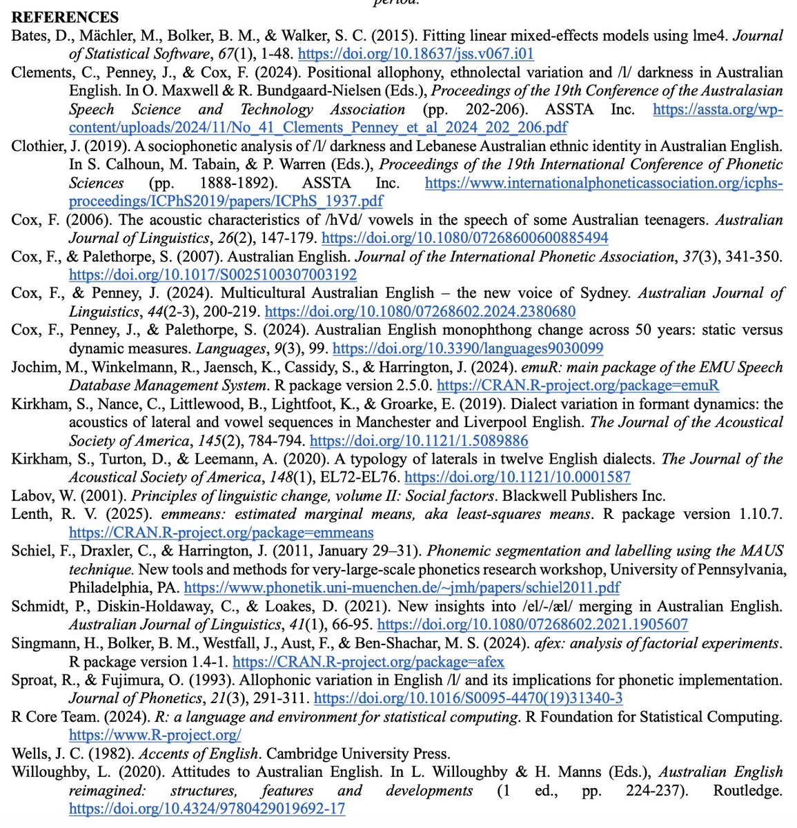 “Early evidence of real-time onset /l/-darkening among Australian English speakers in Sydney” by Conor Clements, Joshua Penney and Felicity Cox at the annual conference of the Australian Linguistic Society, Griffith University, Dec. 2–5, 2025 als.asn.au/Conference/202…