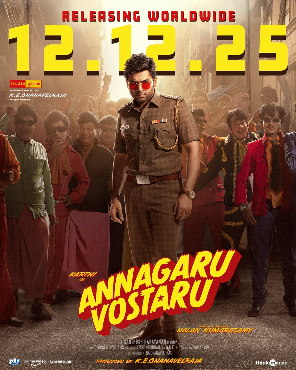 ProSreenuSuresh's tweet image. అన్నగారు థియేటర్లలో సందడి చేయడానికి రాబోతున్నాడు ❤️‍🔥

డిసెంబర్ 12న @Karthi_Offl&apos;s “అన్నగారు వస్తారు” గ్రాండ్ రిలీజ్ 🎬💥

#AnnagaruVostaruOnDec12 

A #NalanKumarasamy Entertainer
A @Music_Santhosh Musical

@StudioGreen2 @gnanavelraja007 @IamKrithiShetty #Rajkiran