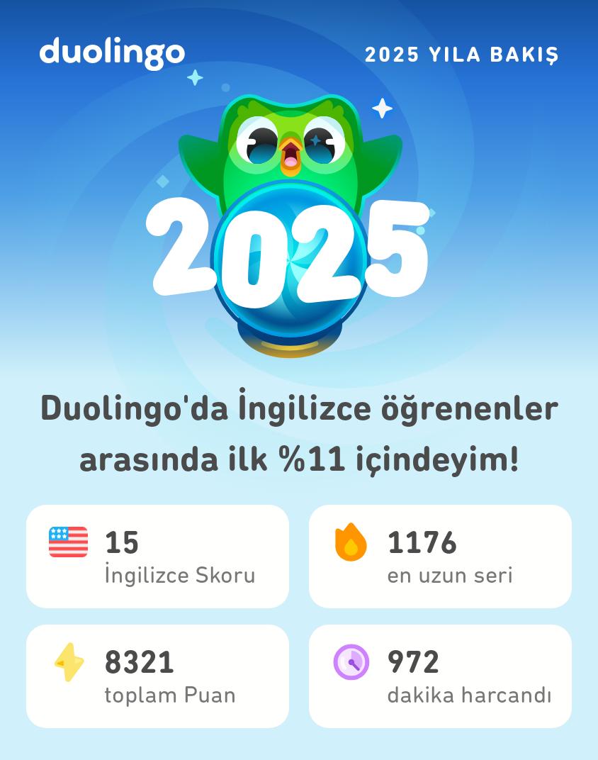 AhmetIDIK2's tweet photo. 2025 Duolingo istatistiklerim hazır! Sen neler yaptın? #Duolingo365 https://t.co/vA890RQlOD