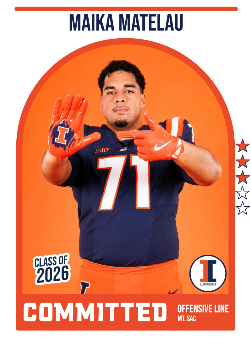 COMMIT: #illini land top-20 JUCO prospect Maika Matelau (<a href="/MaikaMatelau/">Maika Matelau</a>), the No. 1 JUCO interior OL in the Class of 2026

Why it matters &amp; how he fits: 247sports.com/college/illino…