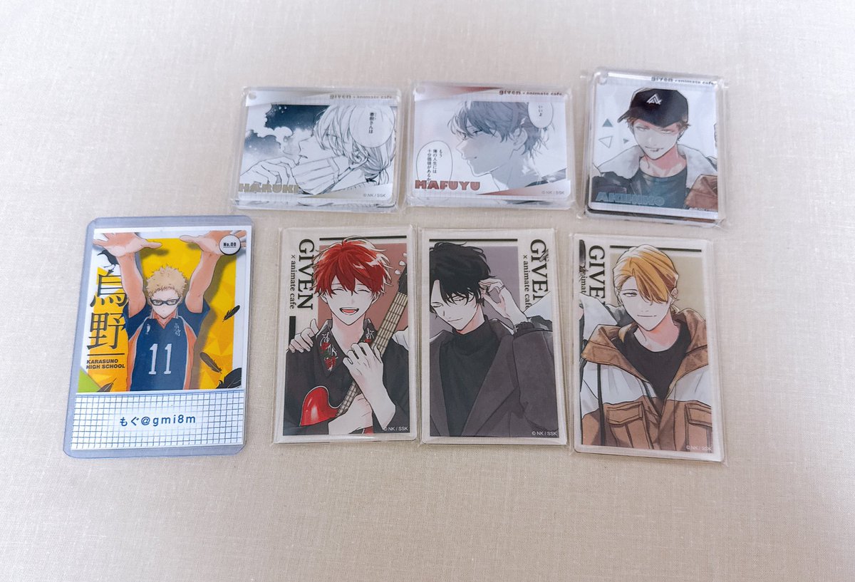 ギヴン アニカフェ けだま巾着 アクリルカード 真冬 立夏 アニメイト