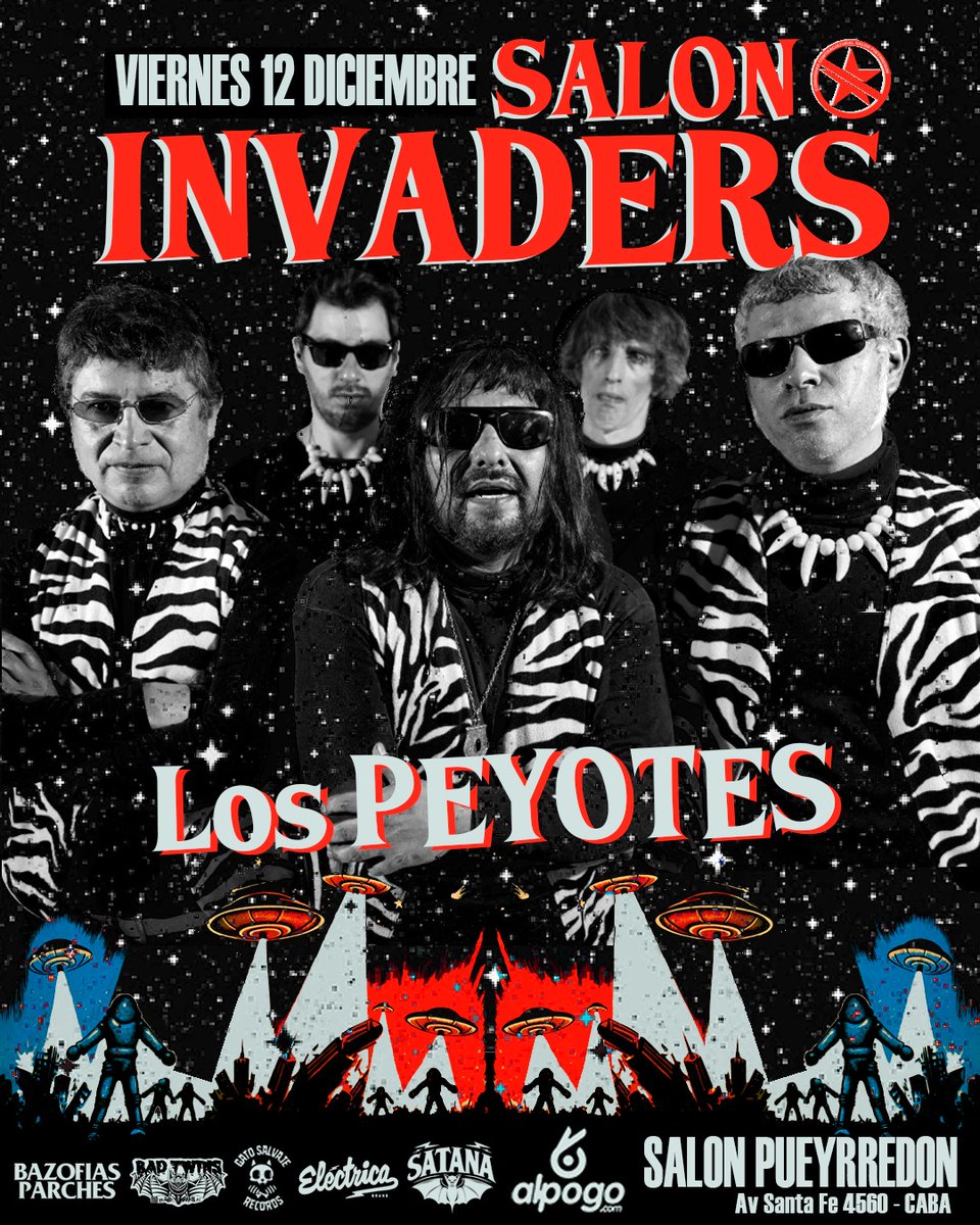 Vier 12.12  Los Peyos + Fantasmagoria + Semilla de maldad + Las Extraterribles. Salon  Santa Fe 4560

alpogo.com/evento/salon-i…