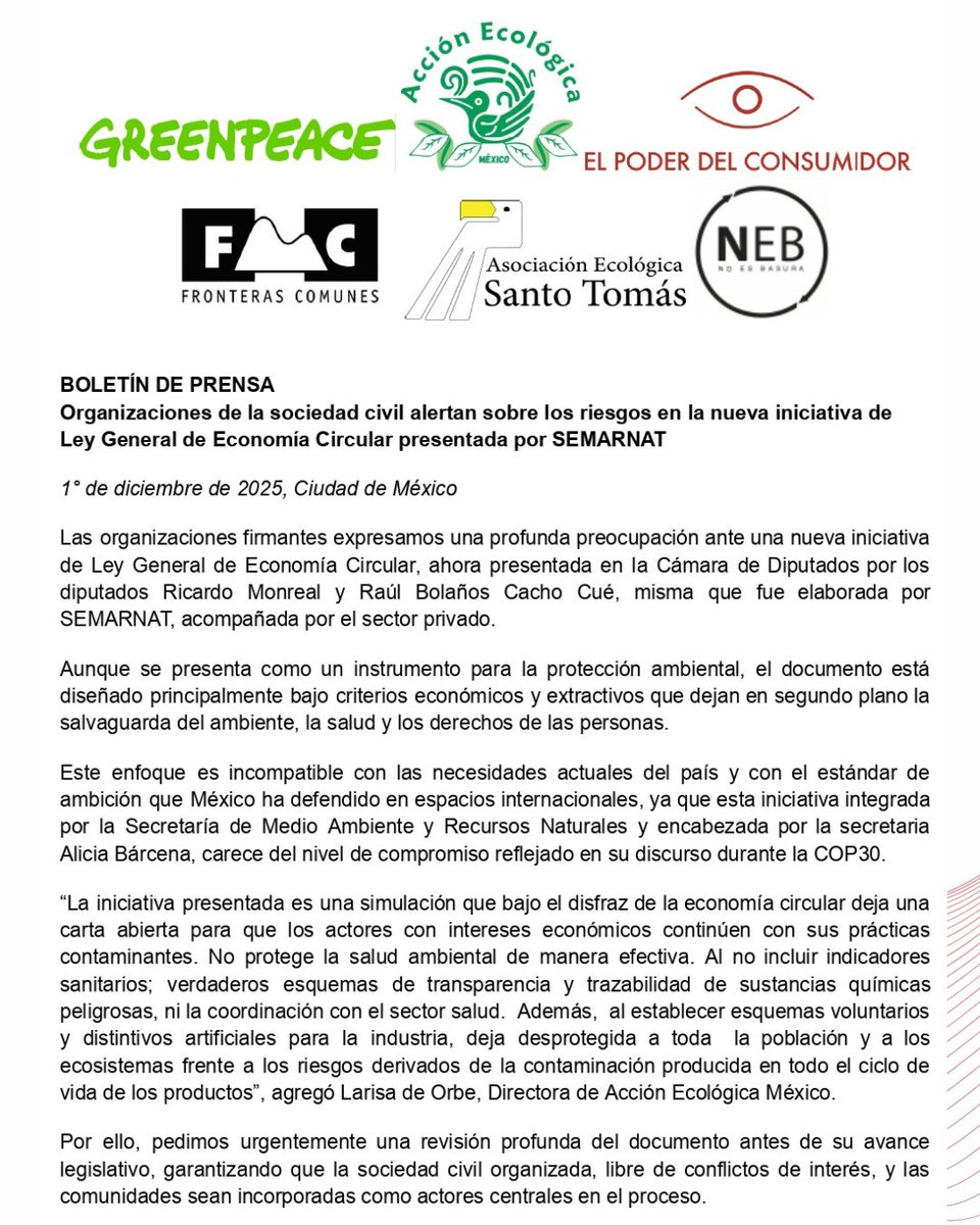 noesbasura's tweet photo. ALERTA: la nueva Ley General de Economía Circular pone en peligro la salud y el medio ambiente en #Mexico escrita con la industria amplia la #termovalorizacion ignora comunidades y desconoce el amparo de prohibición de #plasticos https://t.co/mMAFM4vTsZ