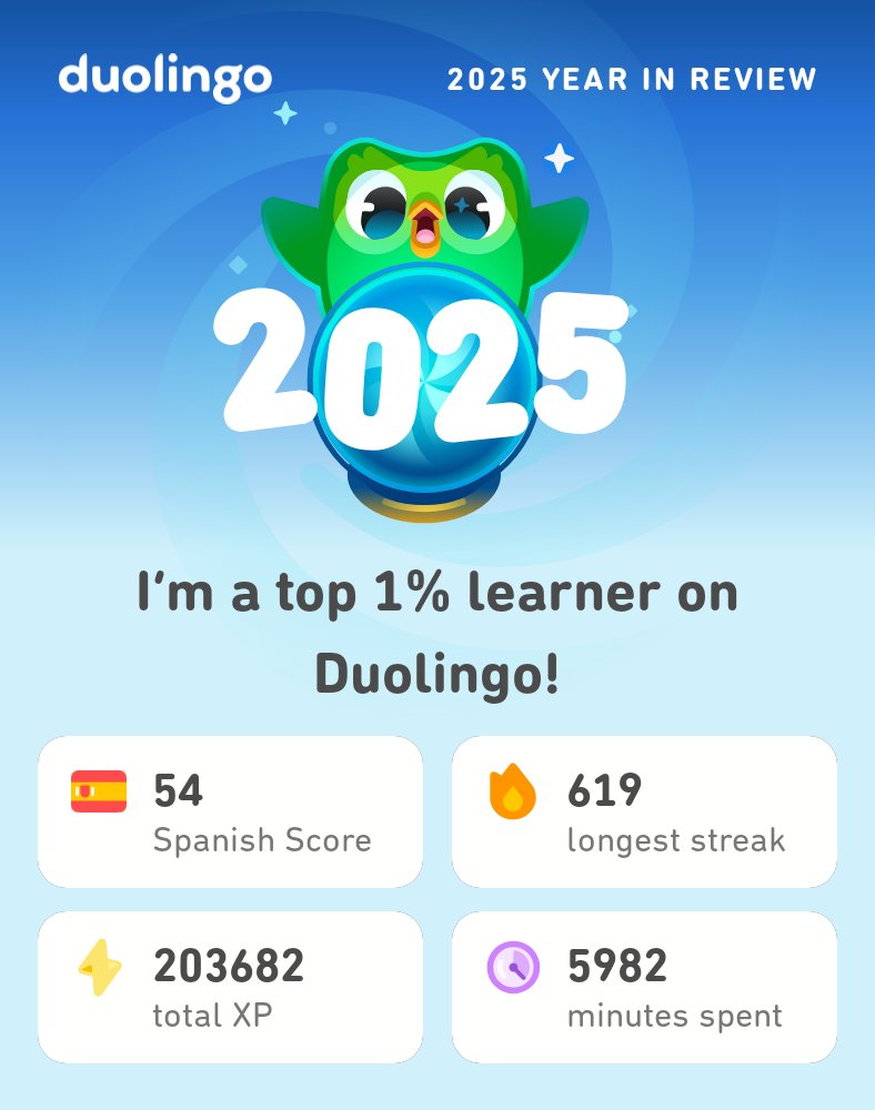 dinobryce's tweet photo. My 2025 Duolingo stats are in! How did you do? #Duolingo365 https://t.co/TejICnFYjt